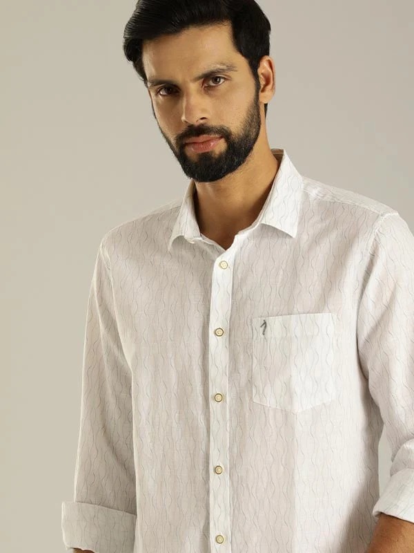 Indian Terrain Men All Over Print White Shirt